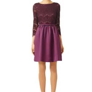 EUC Erin Fetherston Purple Lace 3/4 Sleeve Dress with Tie Waist